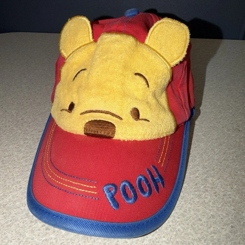 Disney Winnie the Pooh Baseball Cap‎ Hat Red Soft 3D Ears Toddlers Embroidered